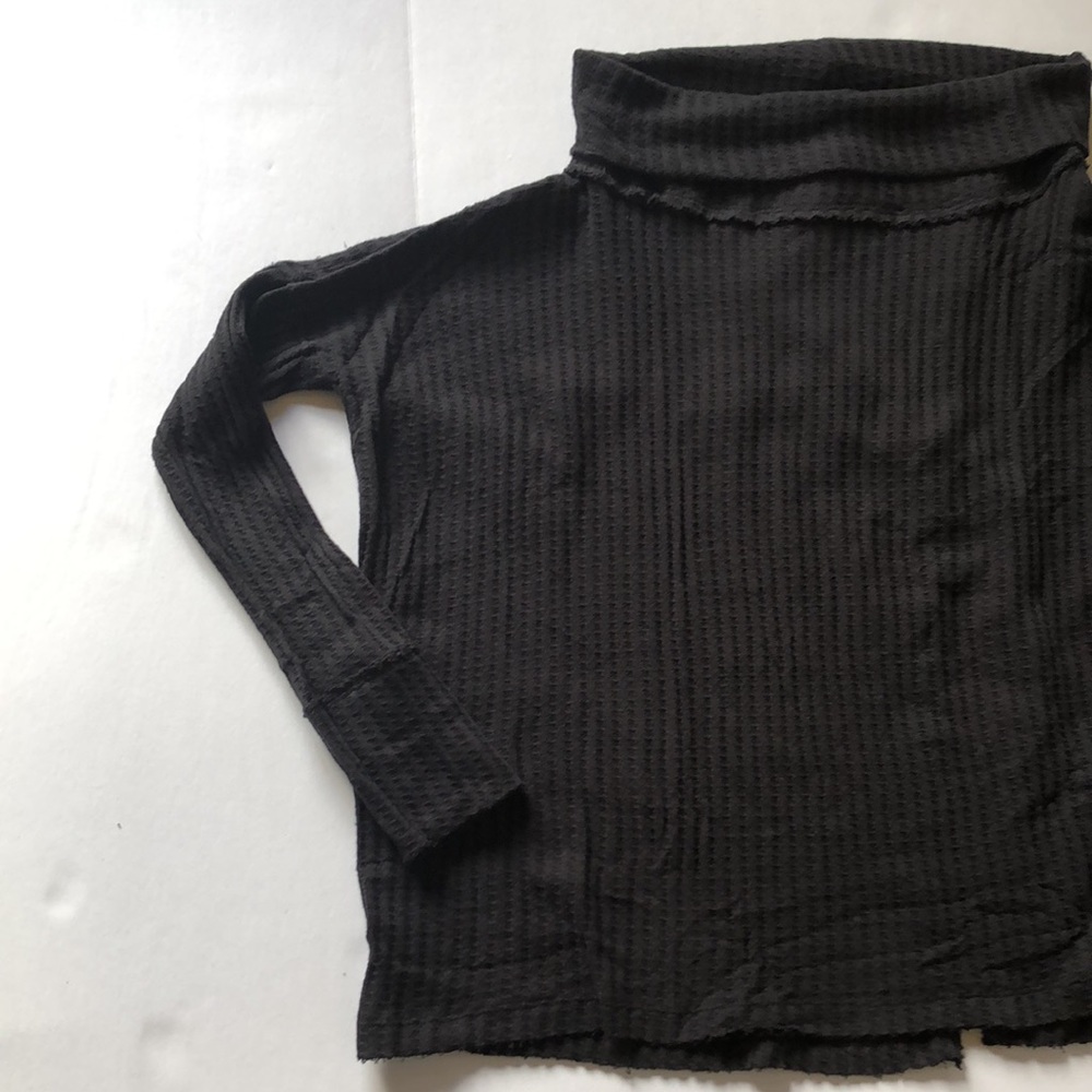 NWT Free People Juicy Long Sleeve Thermal Knit Shirt In Black Size Small - Picture 8 of 15